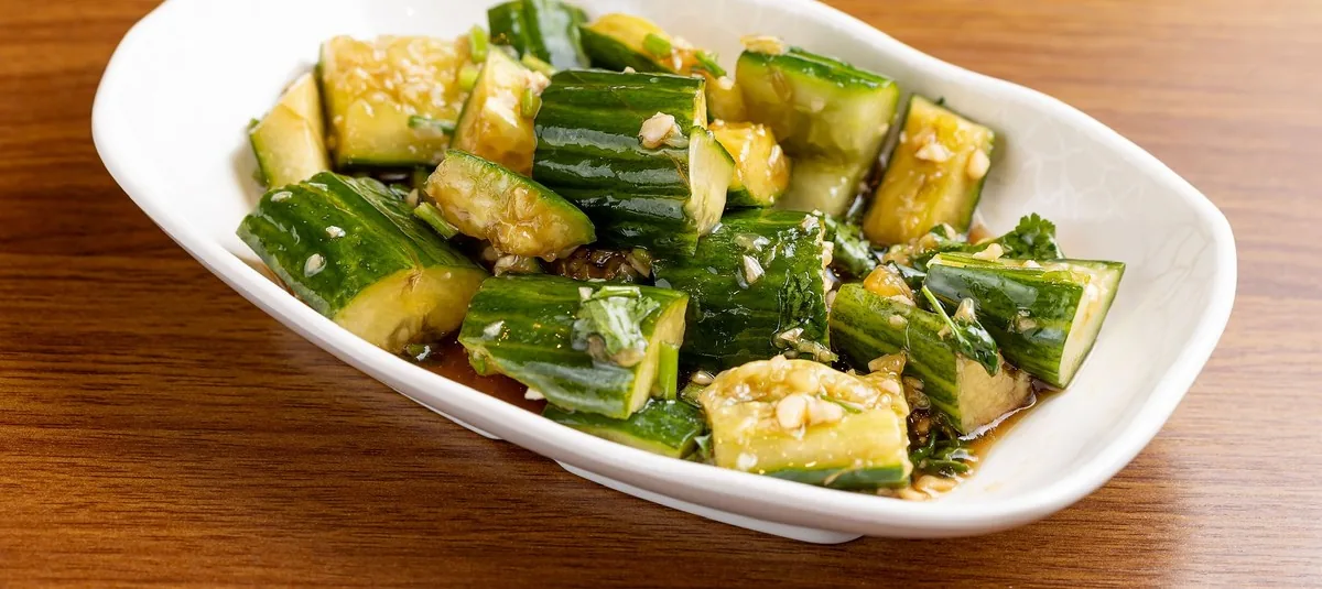 Cucumber salad at Dumpling Time Block Place