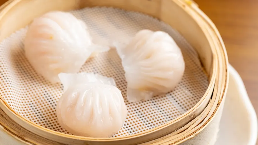 Steamed prawn dumplings at Dumpling Time Block Place